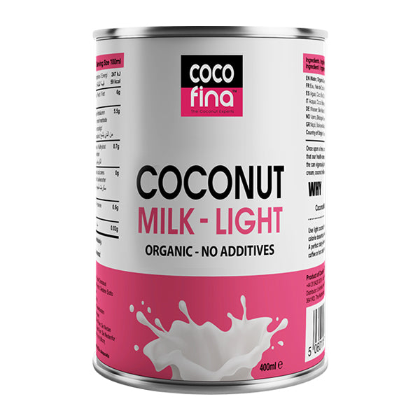 Organic Coconut Milk Light — No Guar Gum. No Additives. 400ml x 6 Units